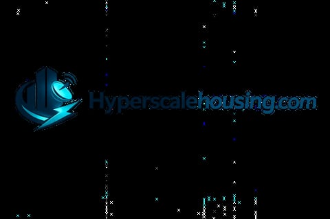 Hyperscale Housing logo featuring a blue globe and building design with company name text